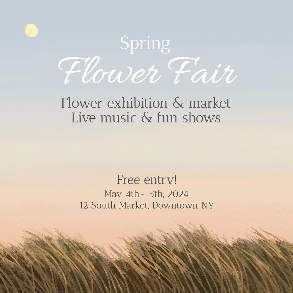 Spring flower fair Instagram post template, editable text