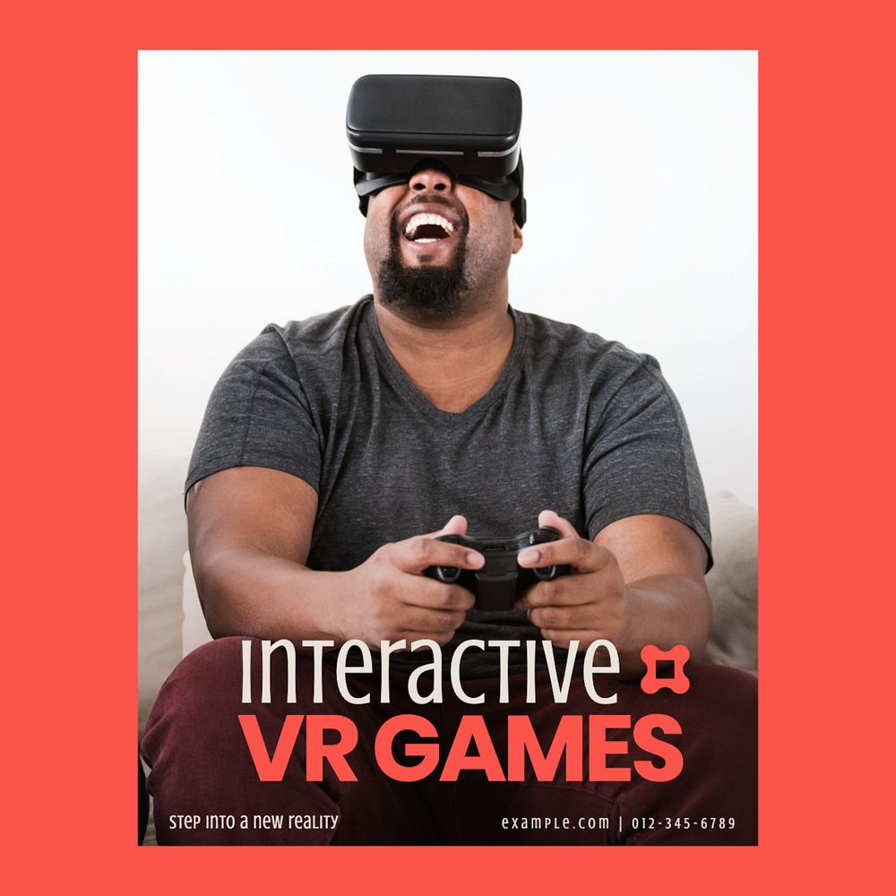 VR games Instagram post template, editable design