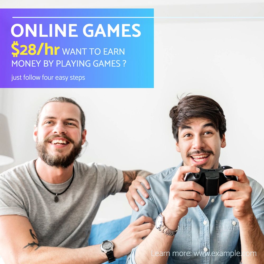 Online games Instagram post template, editable text