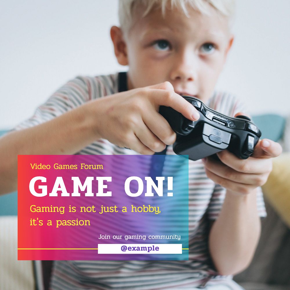 Video games Instagram post template, editable text