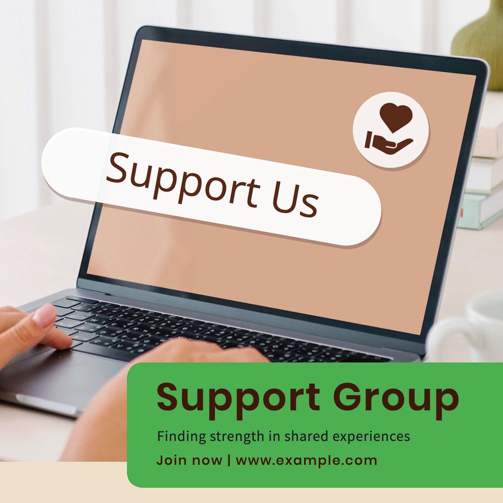 Support group Instagram post template, editable text