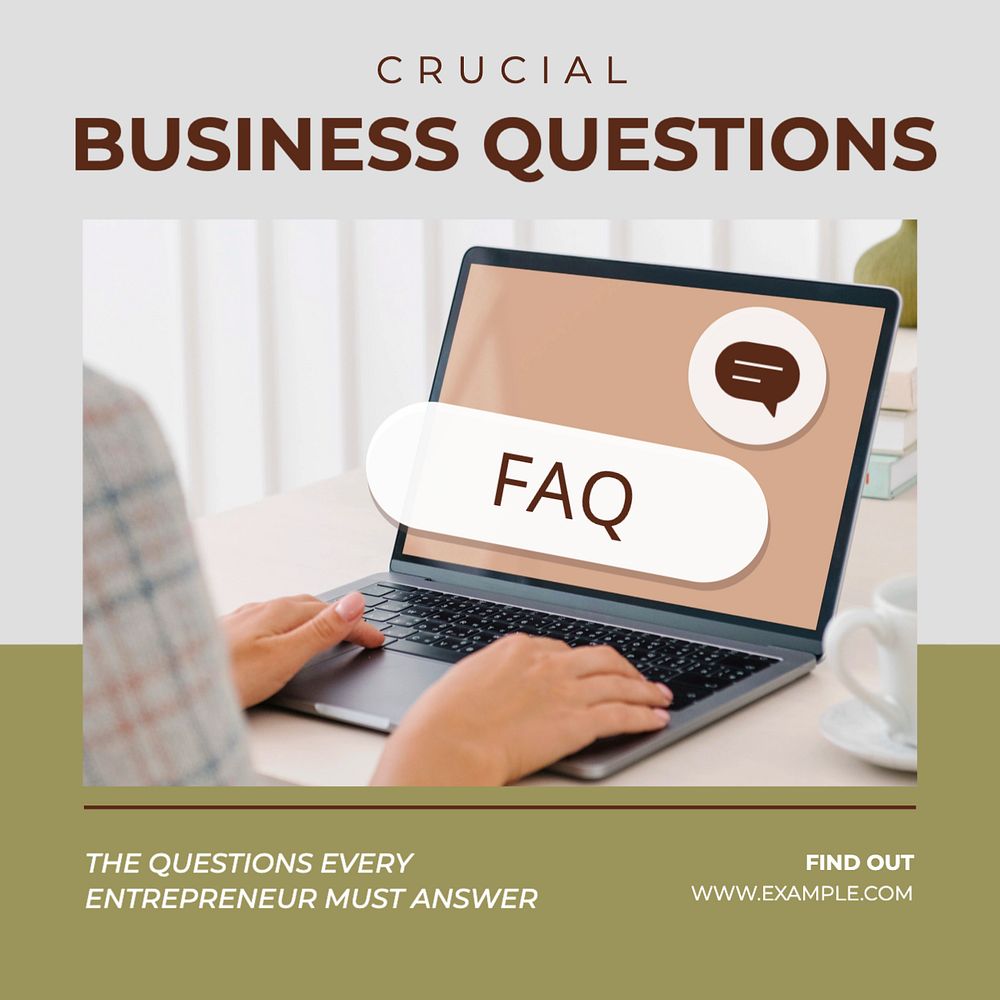 Business questions Instagram post template, editable text