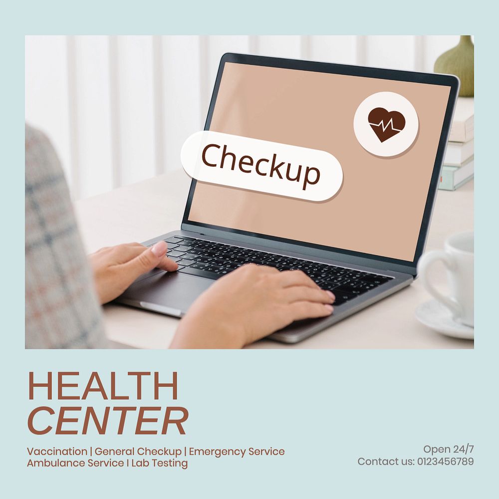 Health center Instagram post template, editable text