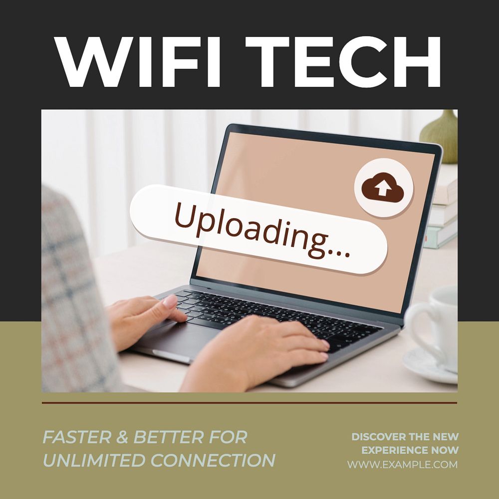 Wifi tech Instagram post template, editable text