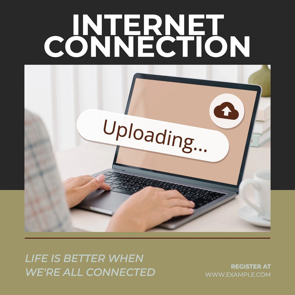 Internet connection Instagram post template, editable text