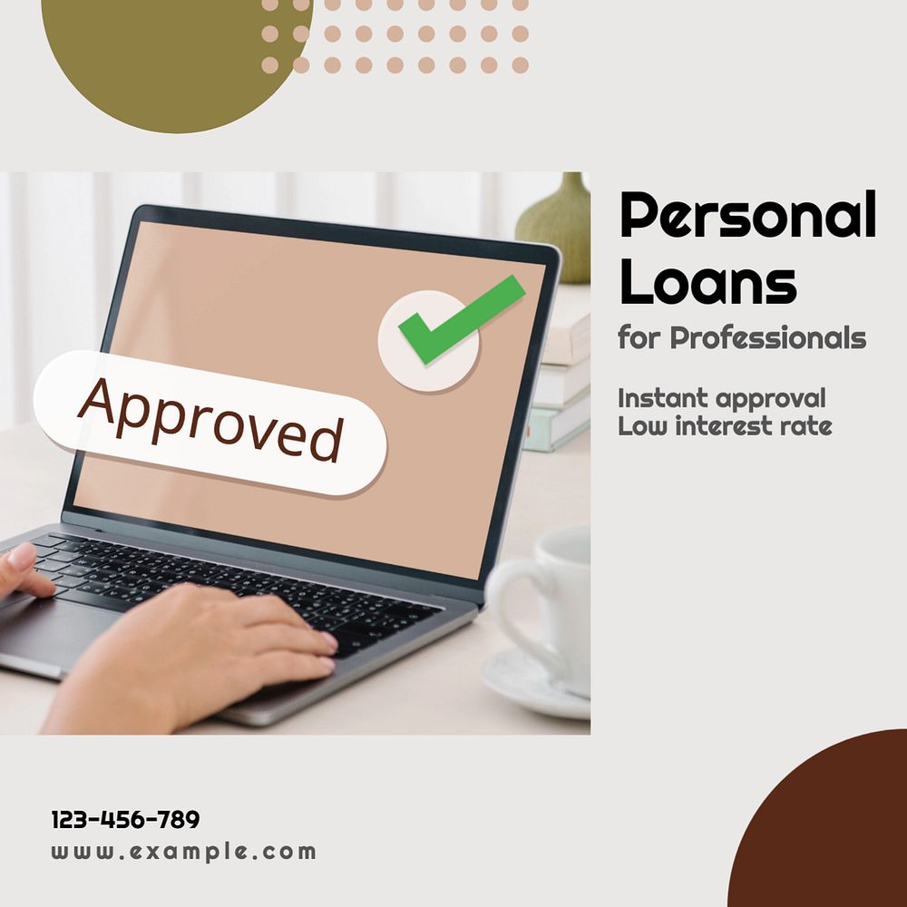 Personal loans Instagram post template, editable text