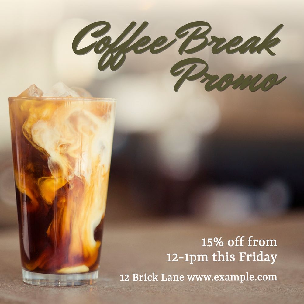 Coffee break promotion post template, editable social media design