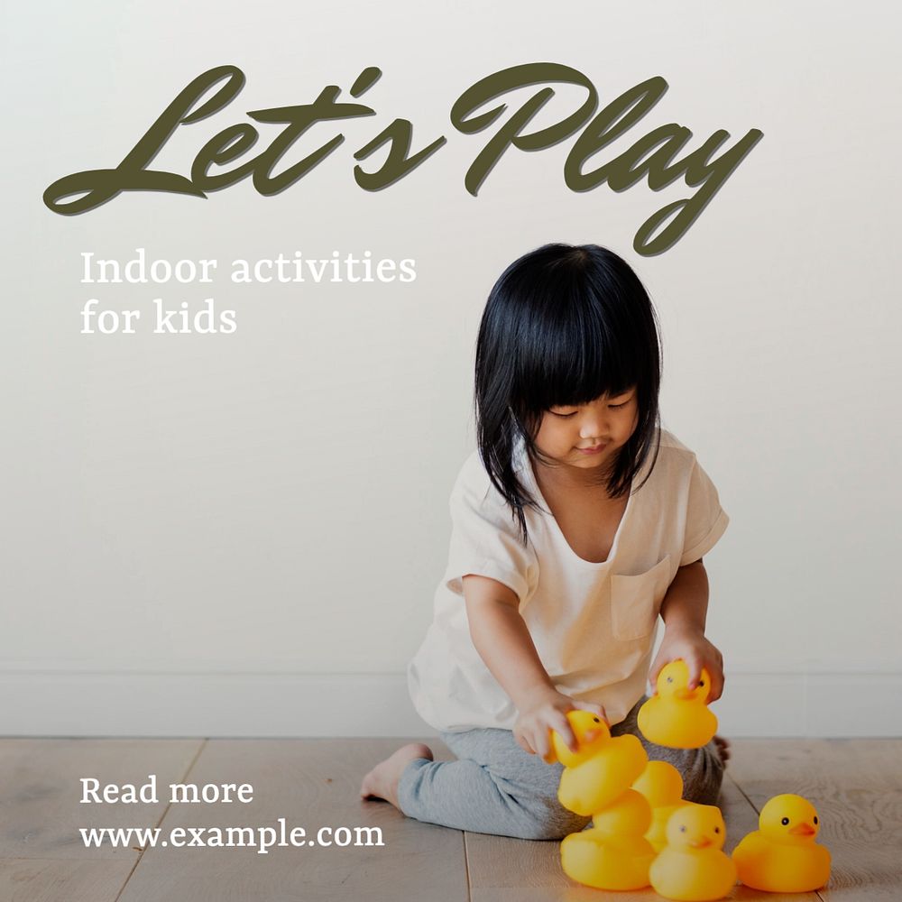 Let's play post template, editable social media design