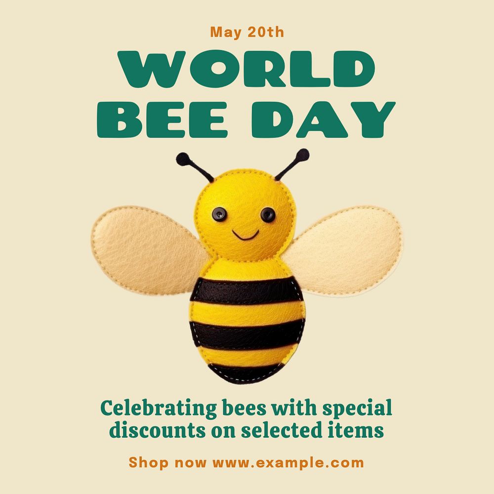 World Bee Day Instagram post template, editable text