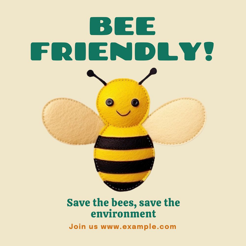 Bee friendly Instagram post template, editable text