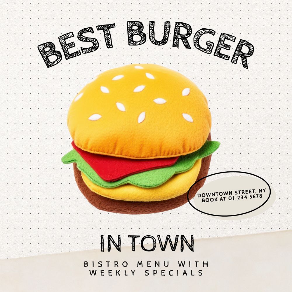 Burger shop Instagram post template, editable design