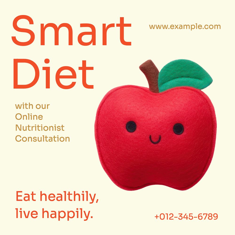 Nutritionist consultation Instagram post template, editable text