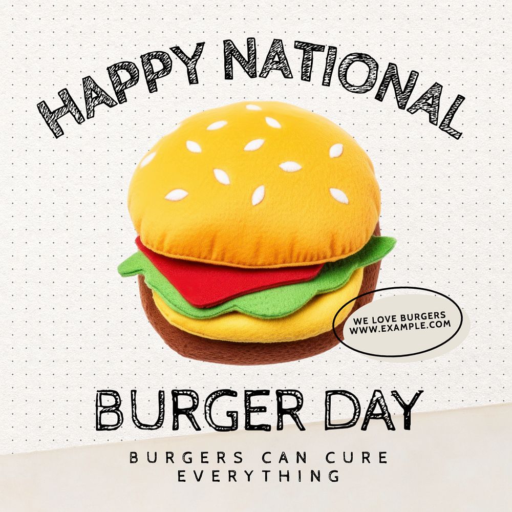 Burger Day Instagram post template, editable design