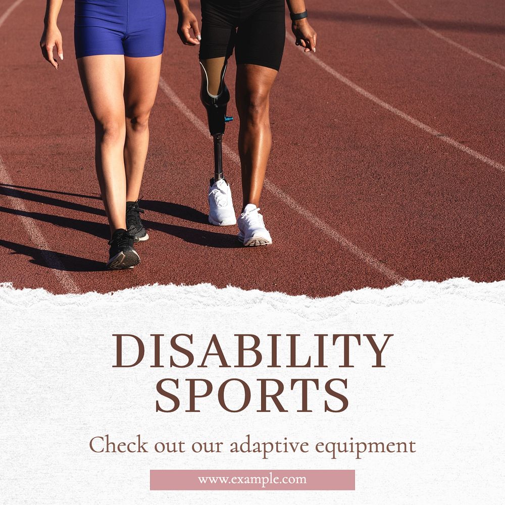 Disability sports Instagram post template, editable text