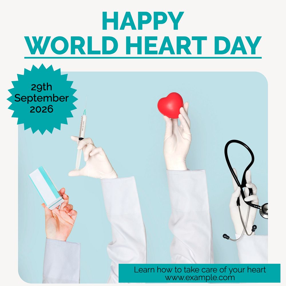 World heart day Instagram post template, editable text