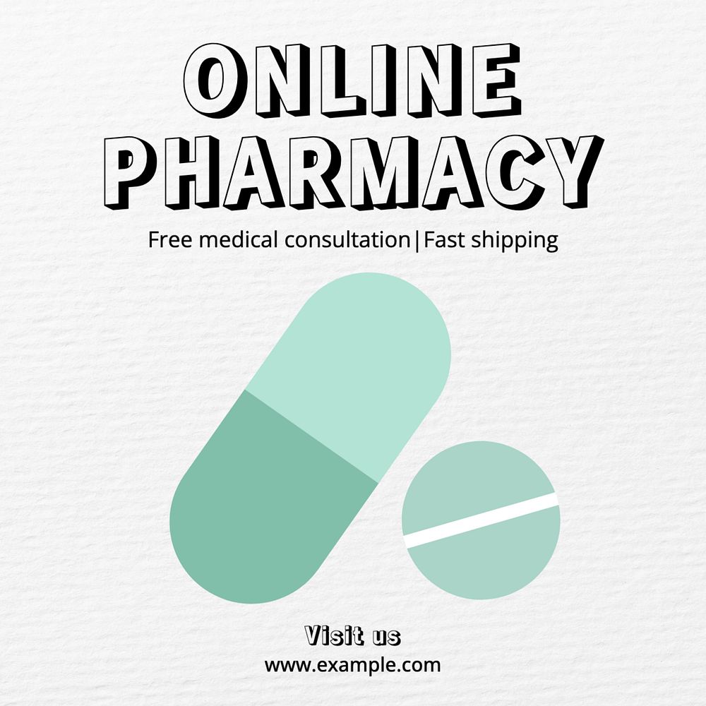 Online pharmacy Instagram post template, editable text