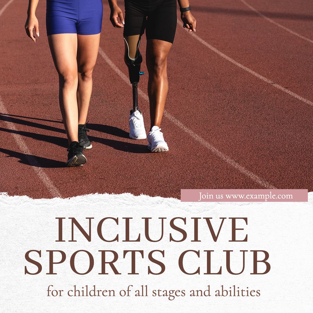 Inclusive sports club Instagram post template, editable text