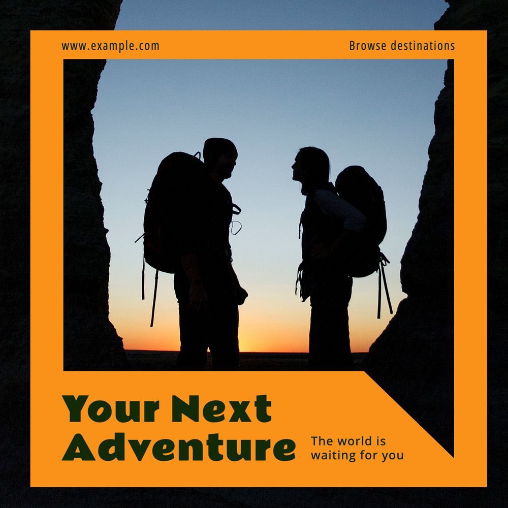 Travel adventure Instagram post template, editable design