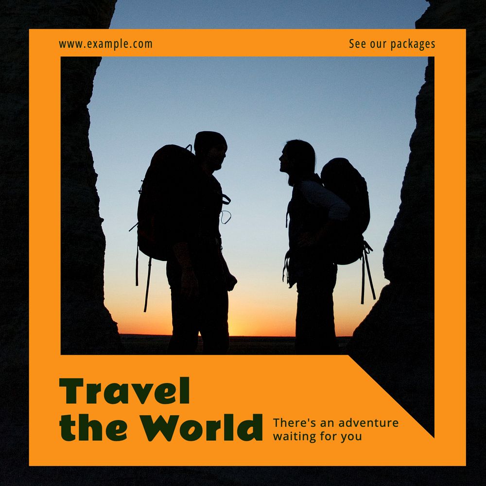 Travel the world Instagram post template, editable design