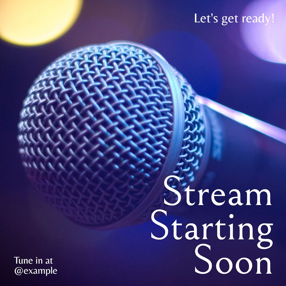 Streaming soon Instagram post template, editable text