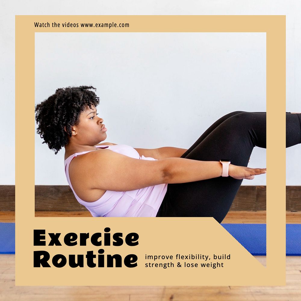 Exercise routine Instagram post template, editable design