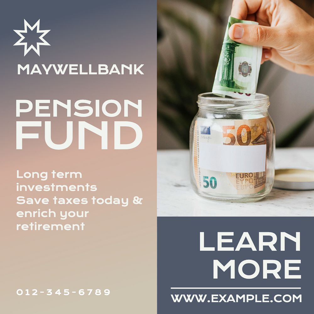 Pension fund Instagram post template, editable text