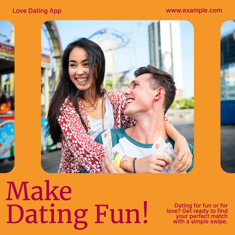 Online dating Instagram post template, editable design