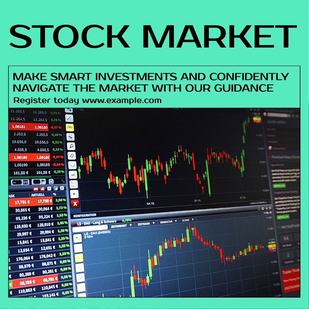 Stock market Instagram post template, editable design