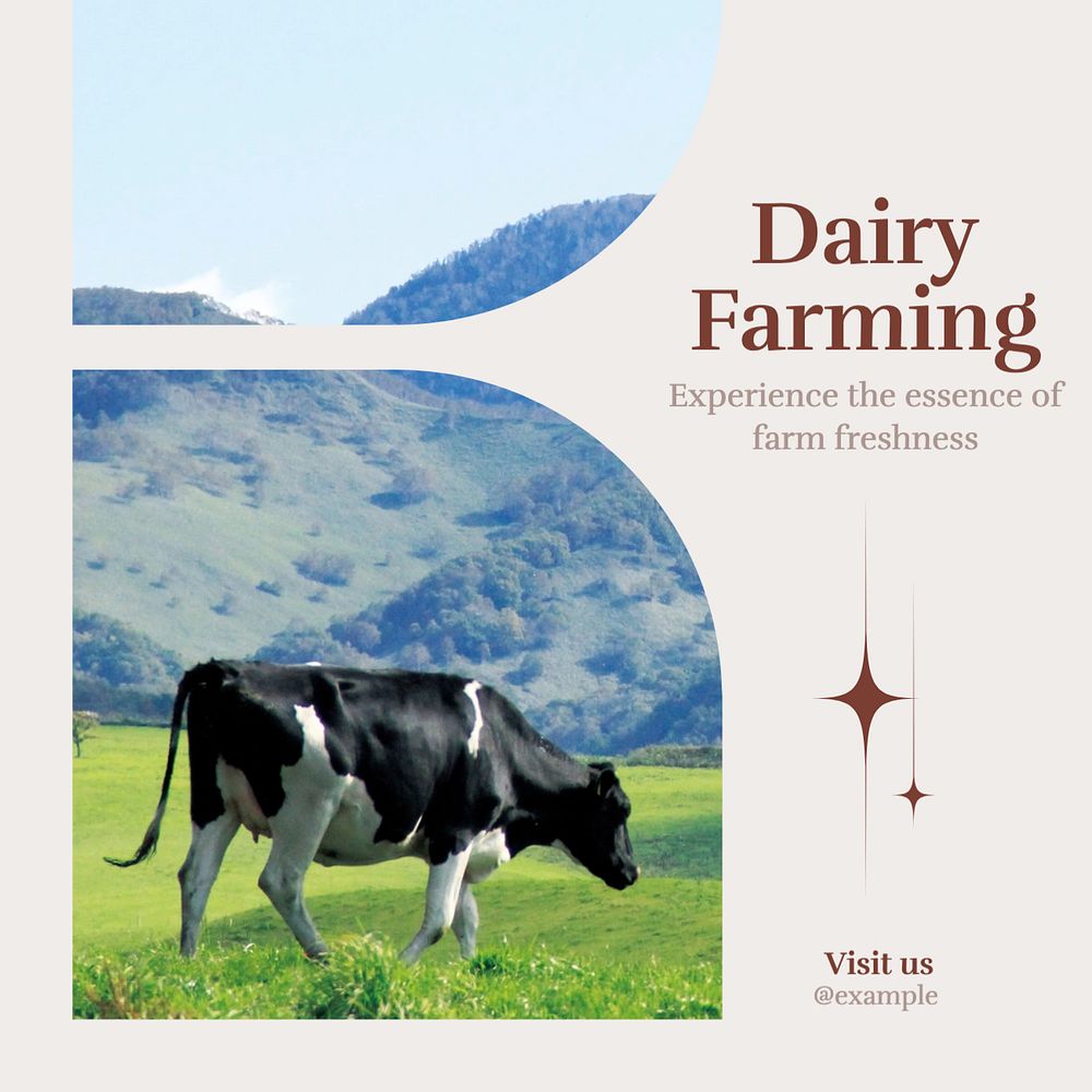 Dairy farming Instagram post template, editable design