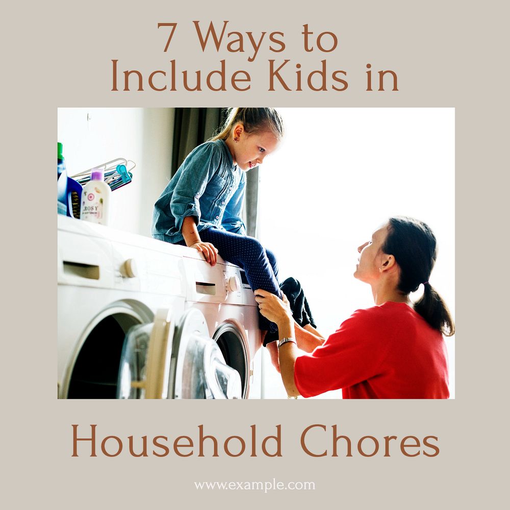 Kids household chores Instagram post template, editable design