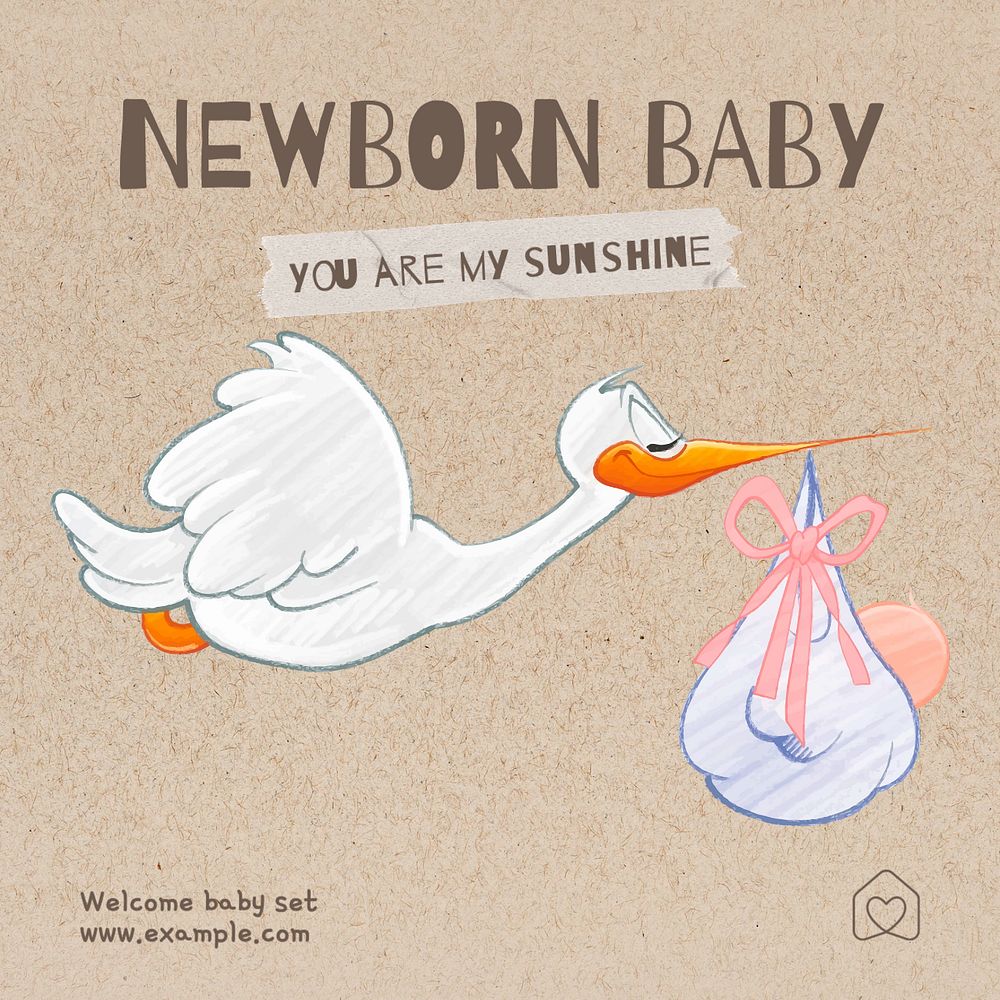 Baby essentials Instagram post template, editable text