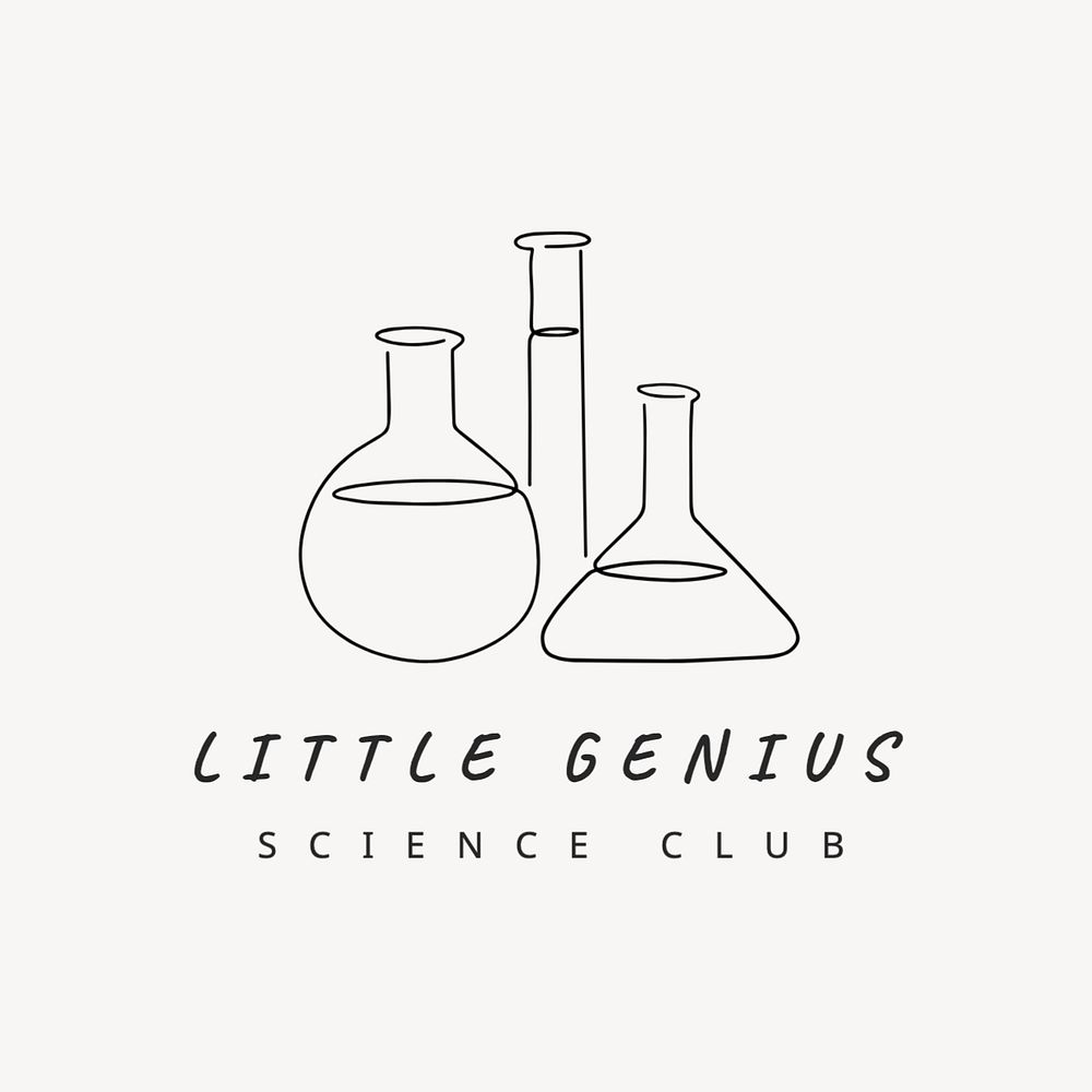 Science club editable logo, minimal line art design