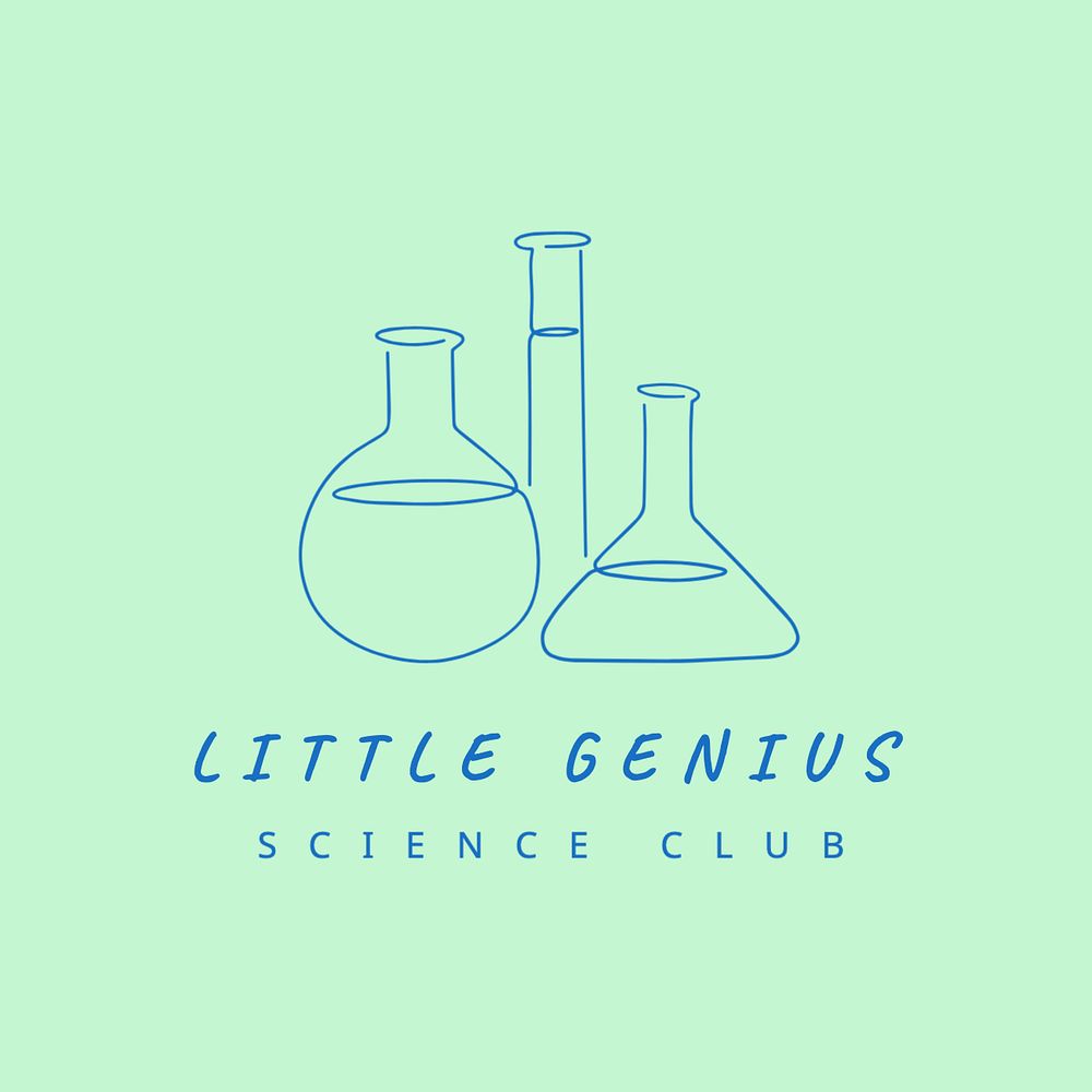 Science club editable logo, minimal line art design