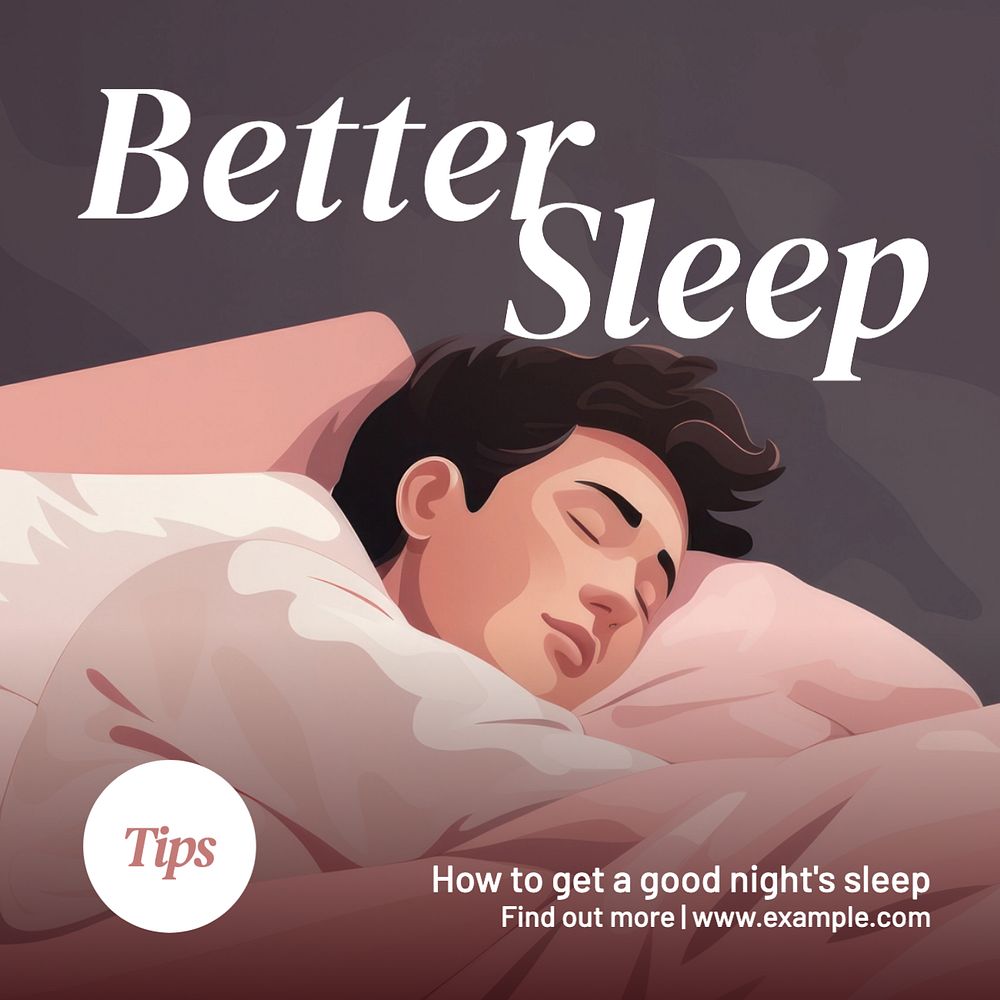 Better sleep tips Instagram post template, editable text