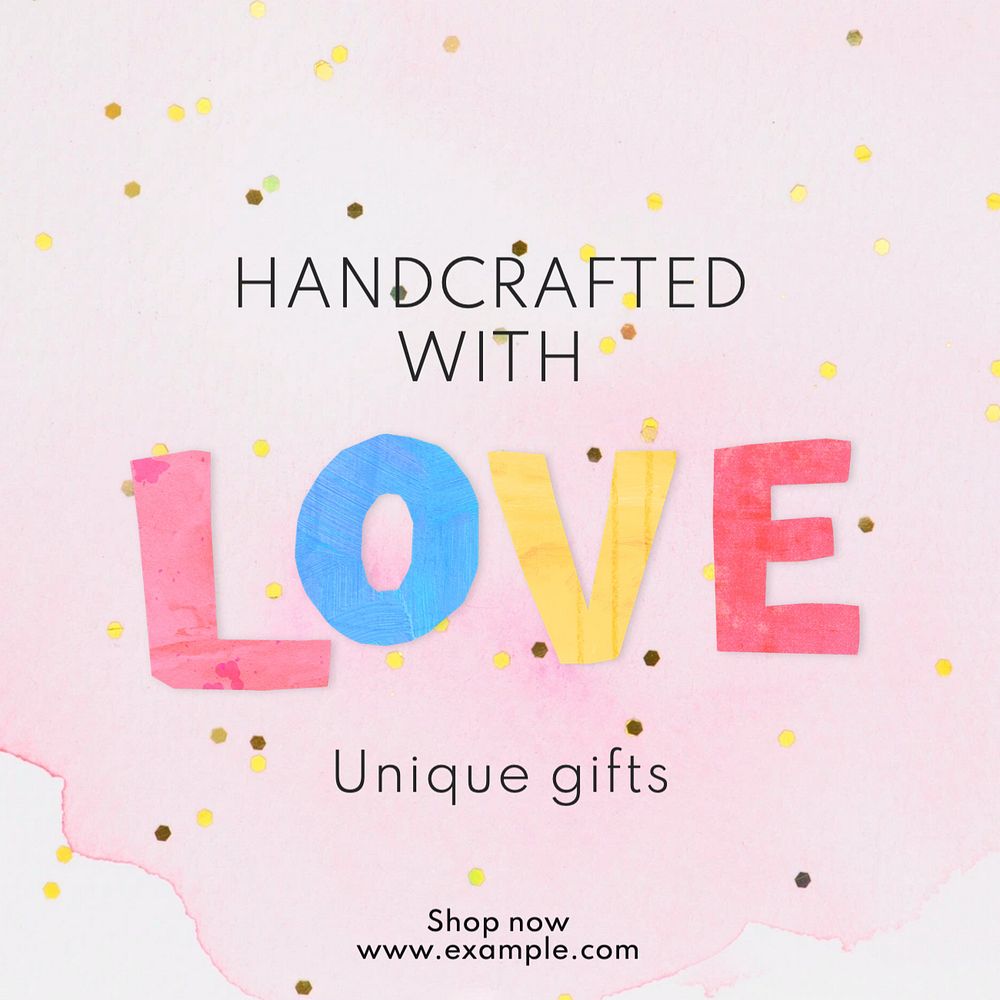 Handcrafted with love Instagram post template, editable text