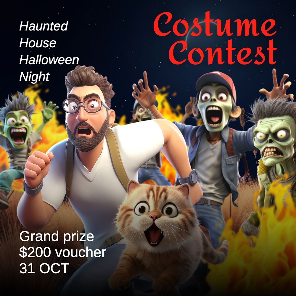 Costume contest Instagram post template, editable text