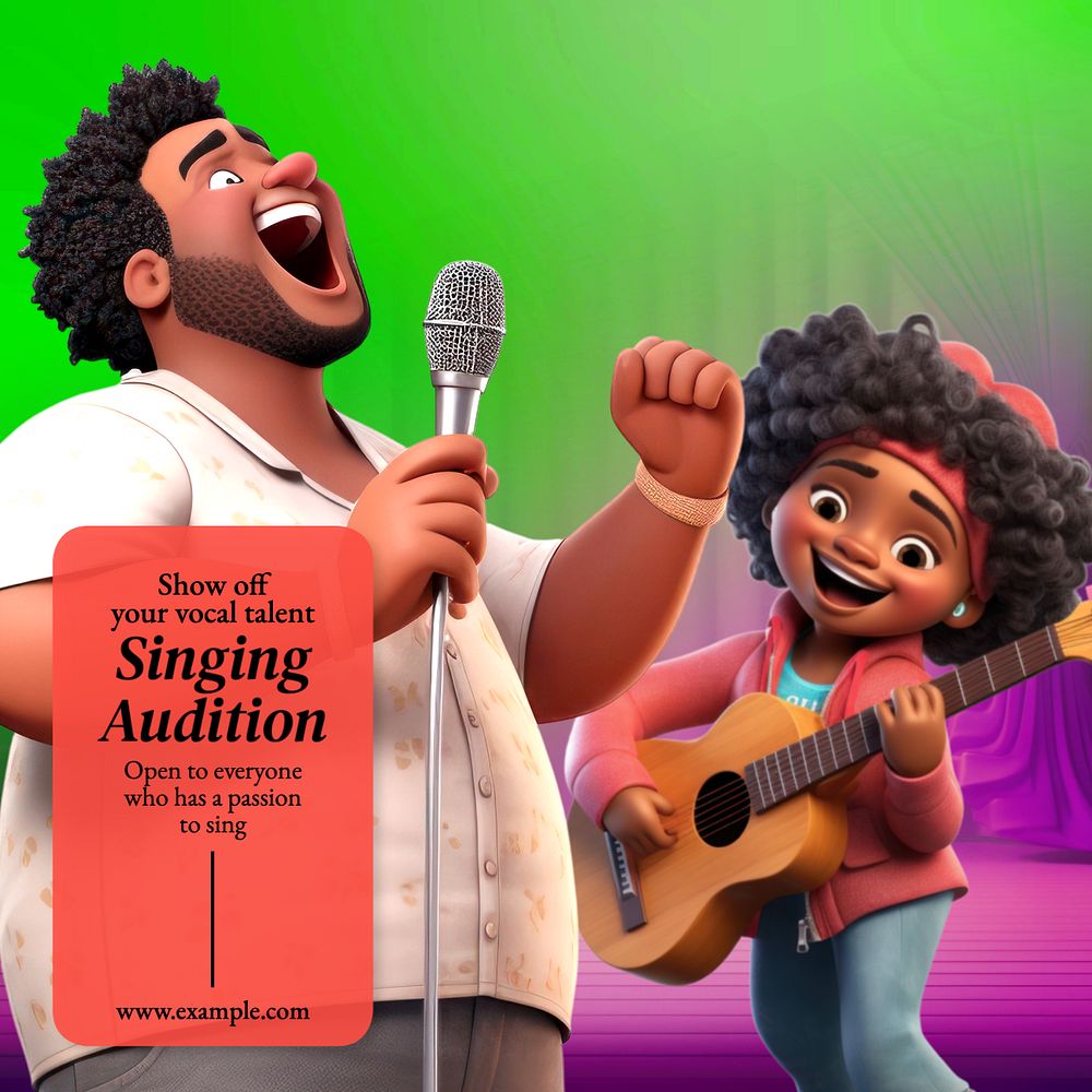 Singing audition Instagram post template, editable text