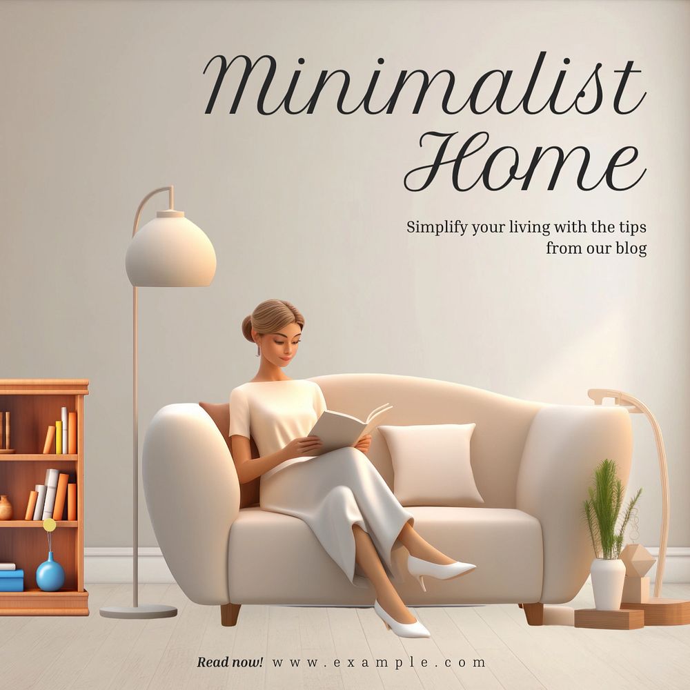 Minimalist home decor Instagram post template, editable text