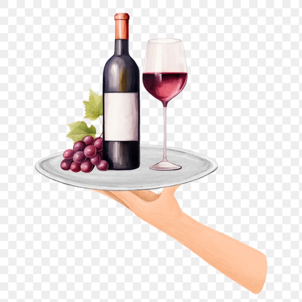 Editable red wine png element, food digital art