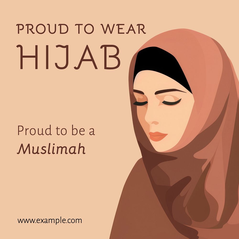 Hijab Instagram post template, editable text