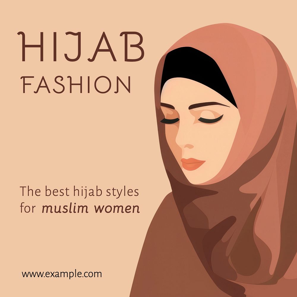 Hijab fashion Instagram post template, editable text