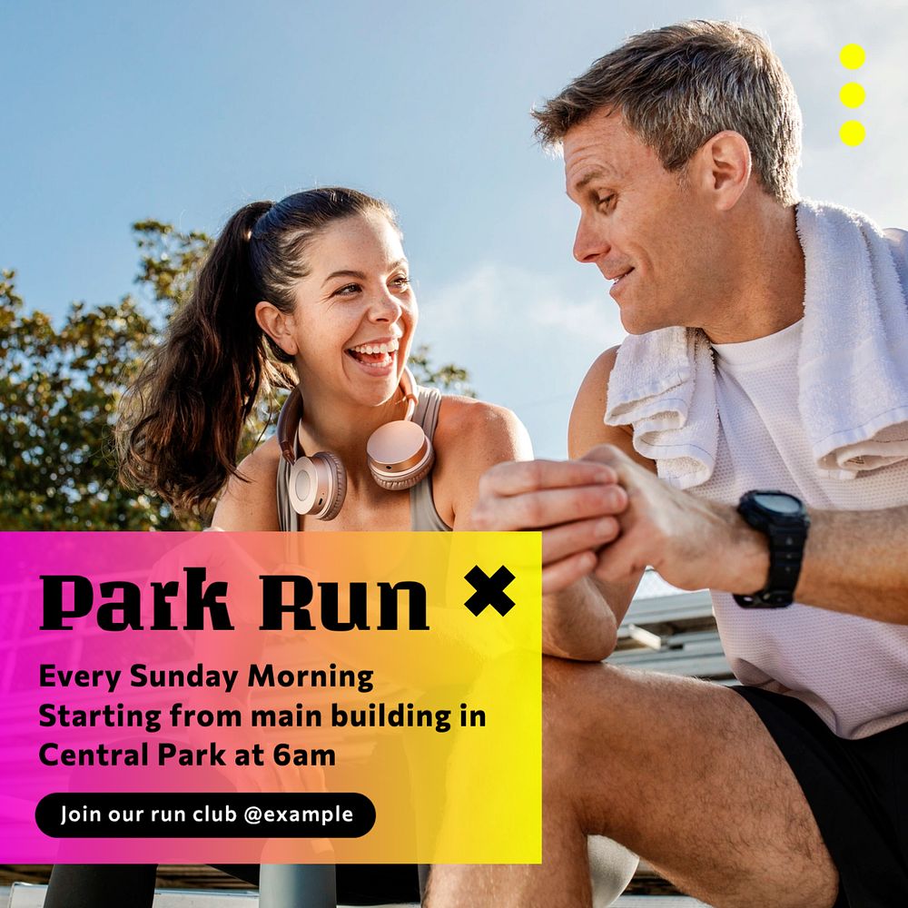 Park run Instagram post template, editable text