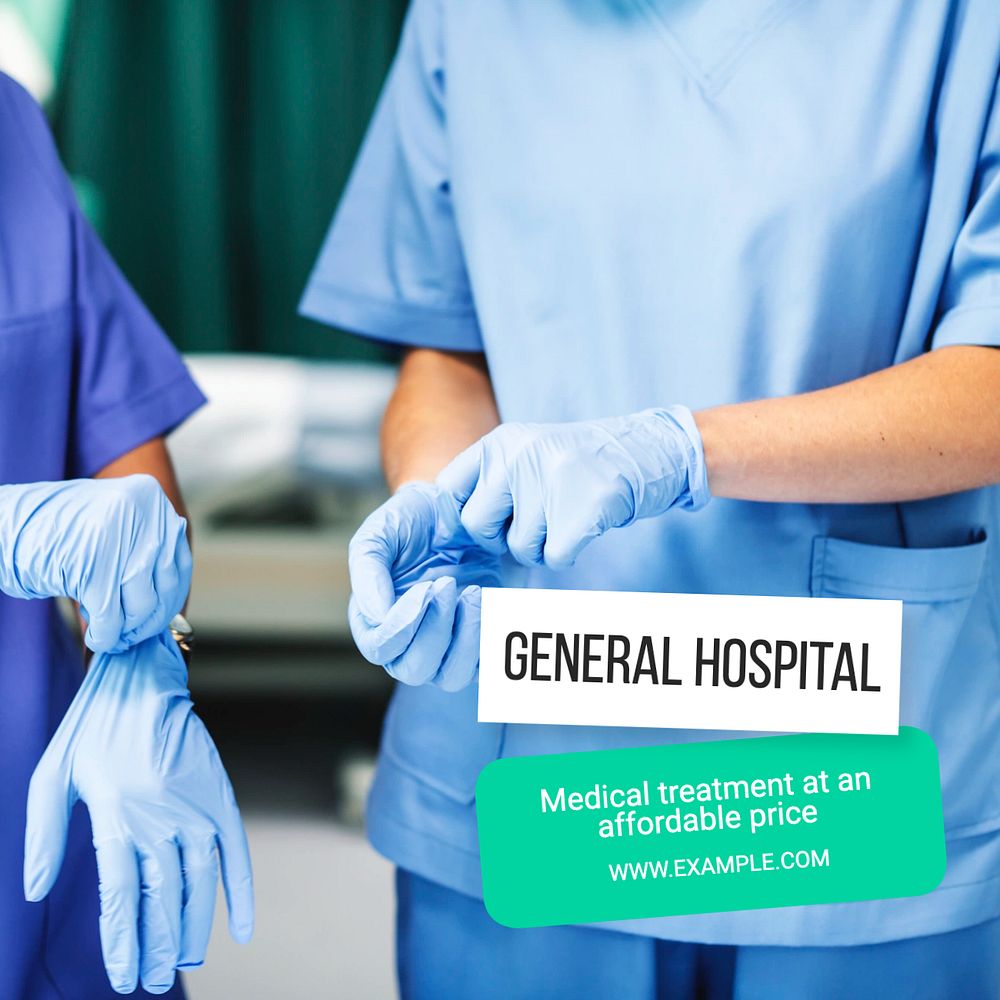 General hospital Instagram post template, editable design