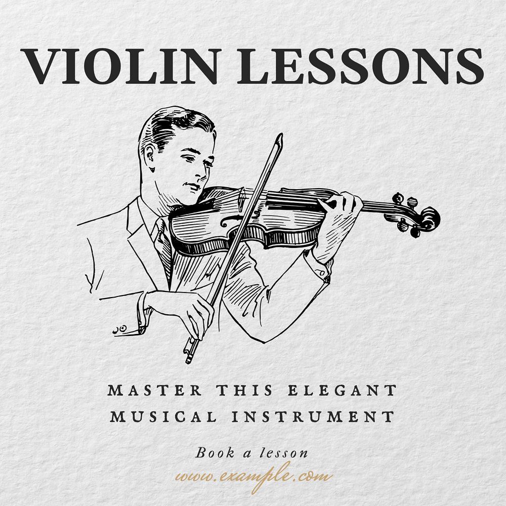 Violin lessons Instagram post template, editable social media design