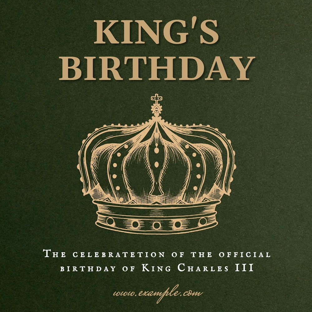 UK King's birthday Instagram post template, editable social media design