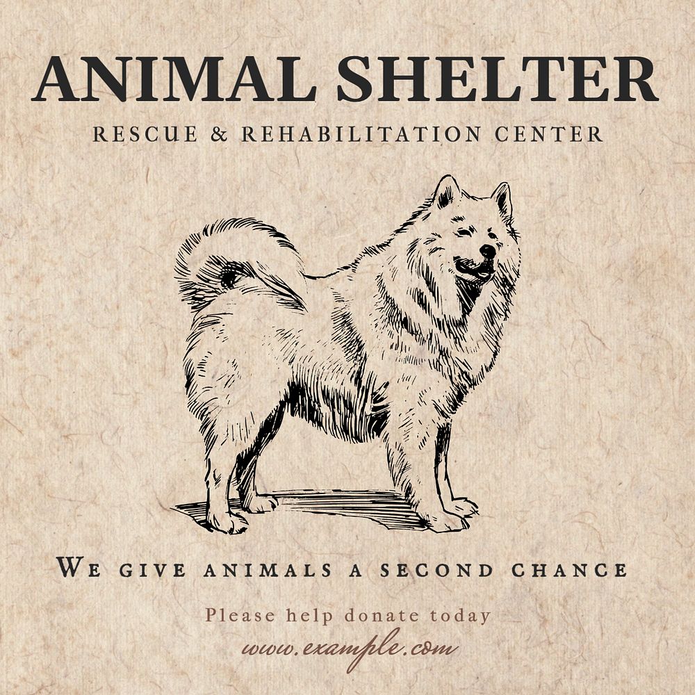 Animal shelter Instagram post template, editable social media design