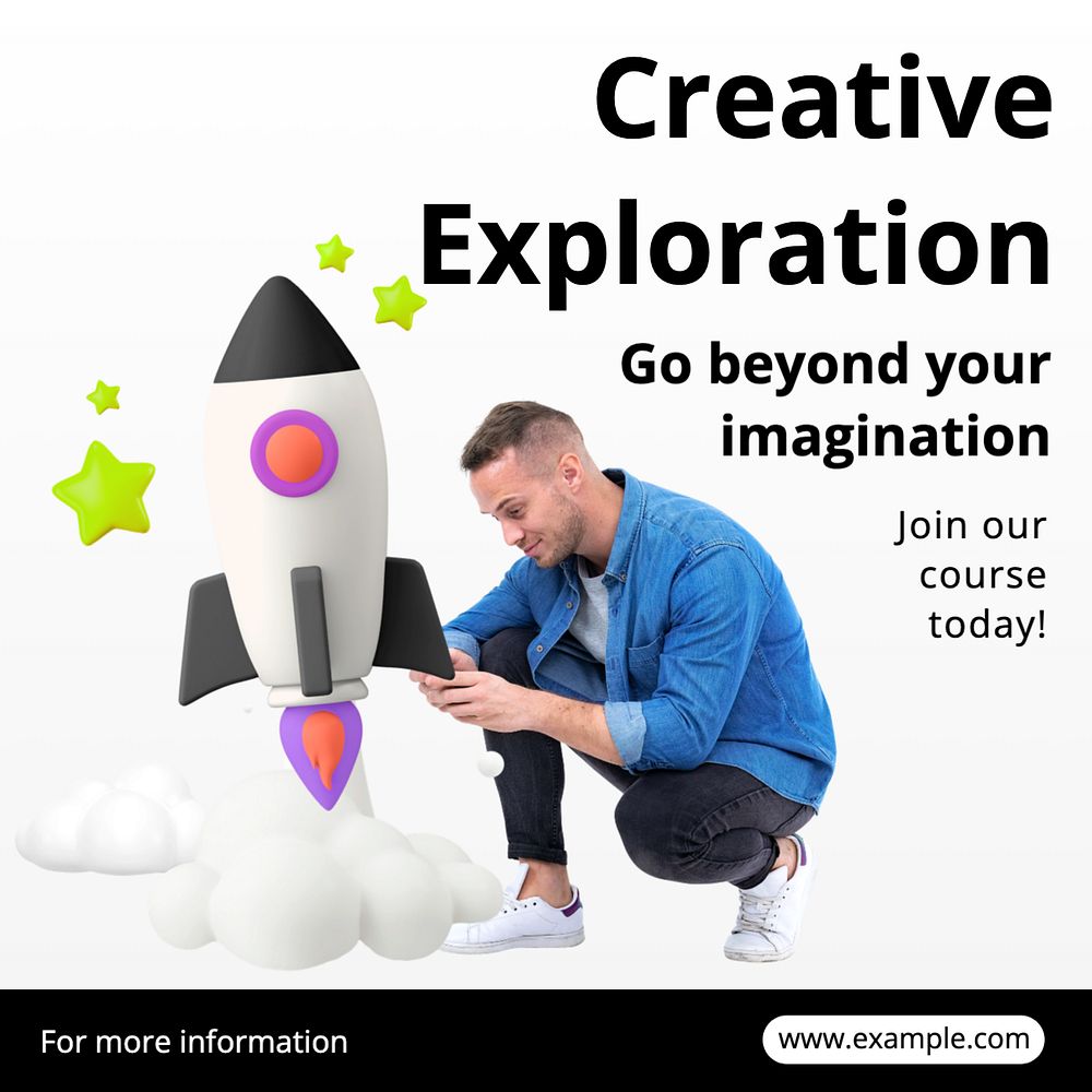 Creative exploration Instagram post template, editable text