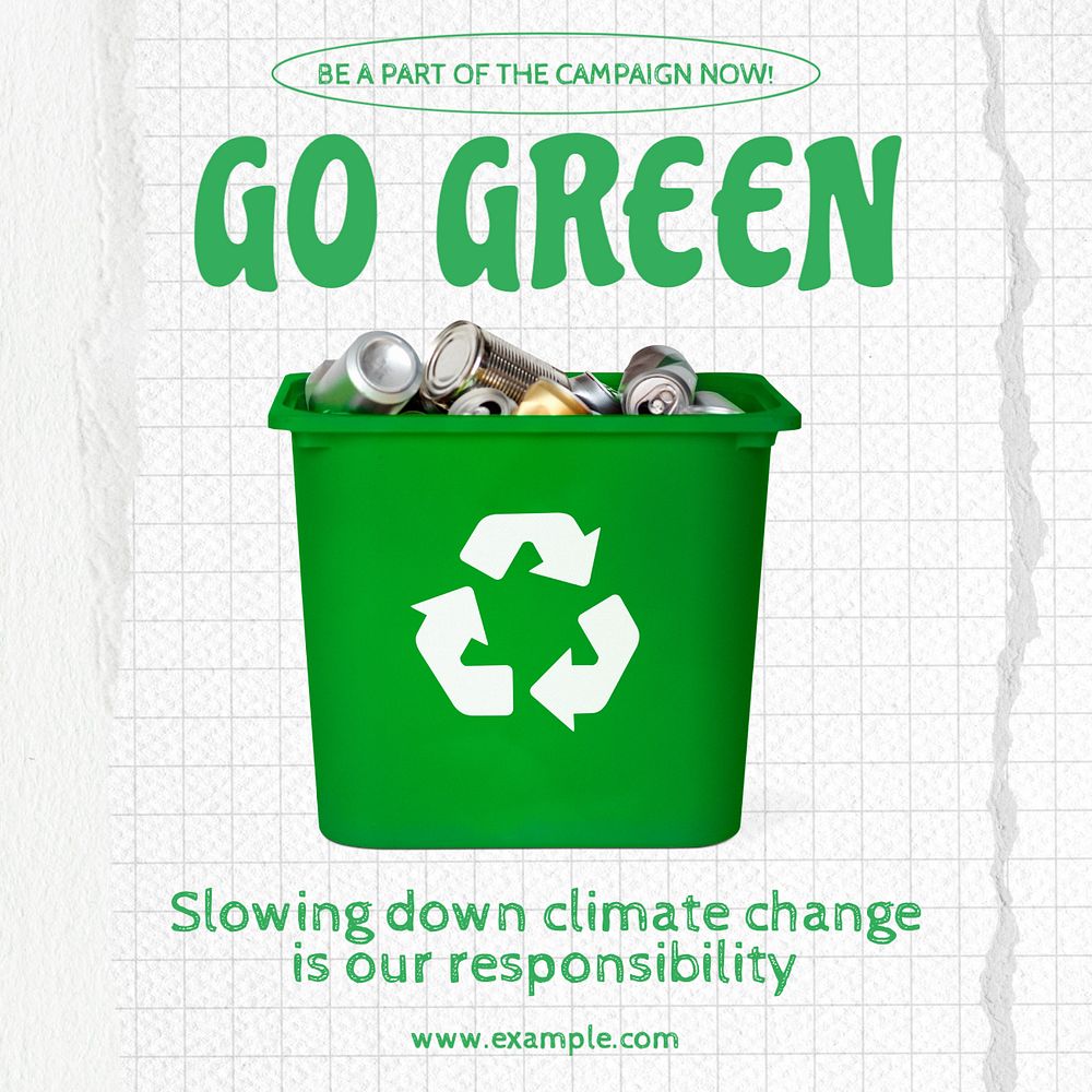 Go green Instagram post template, editable text