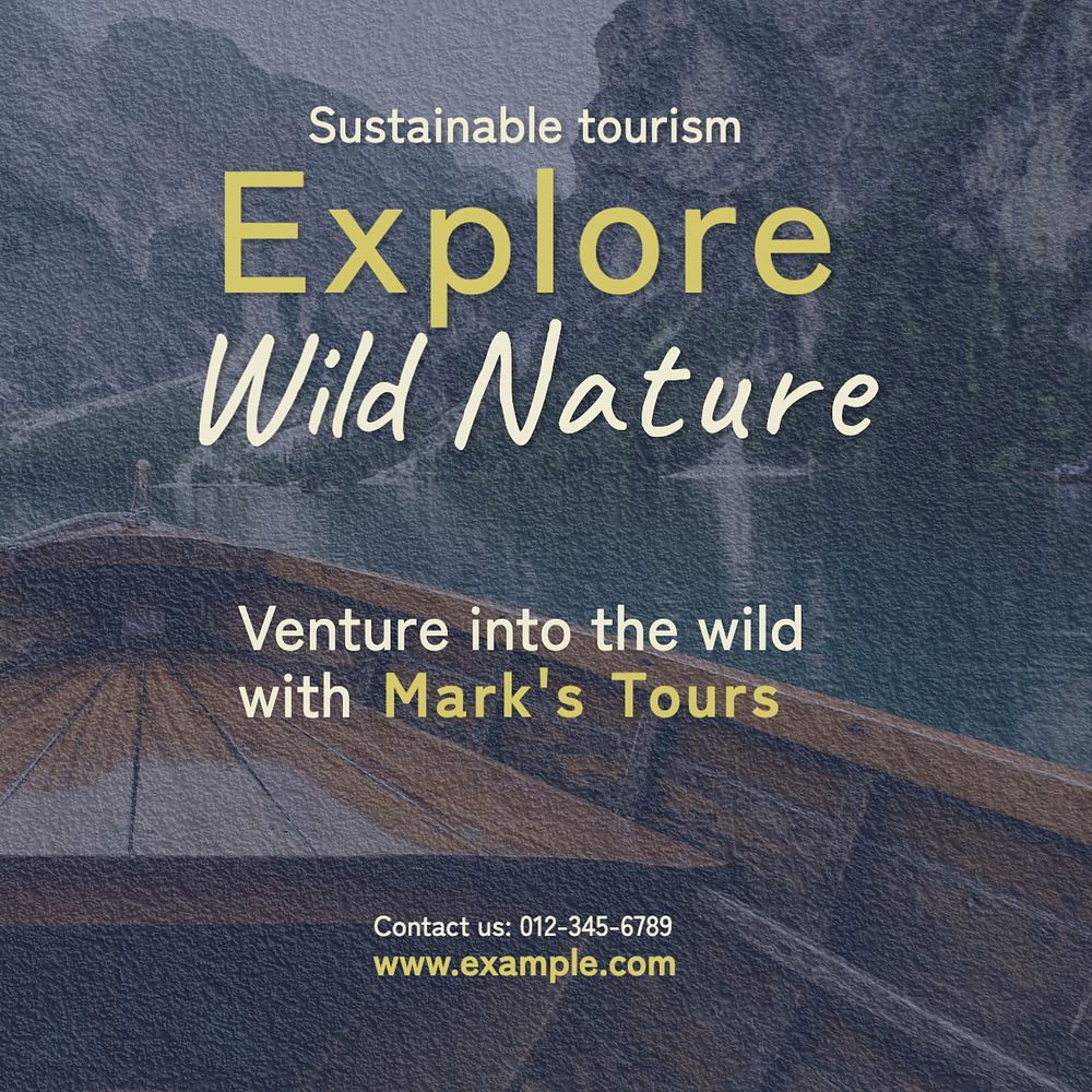 Tours service Instagram post template, editable text