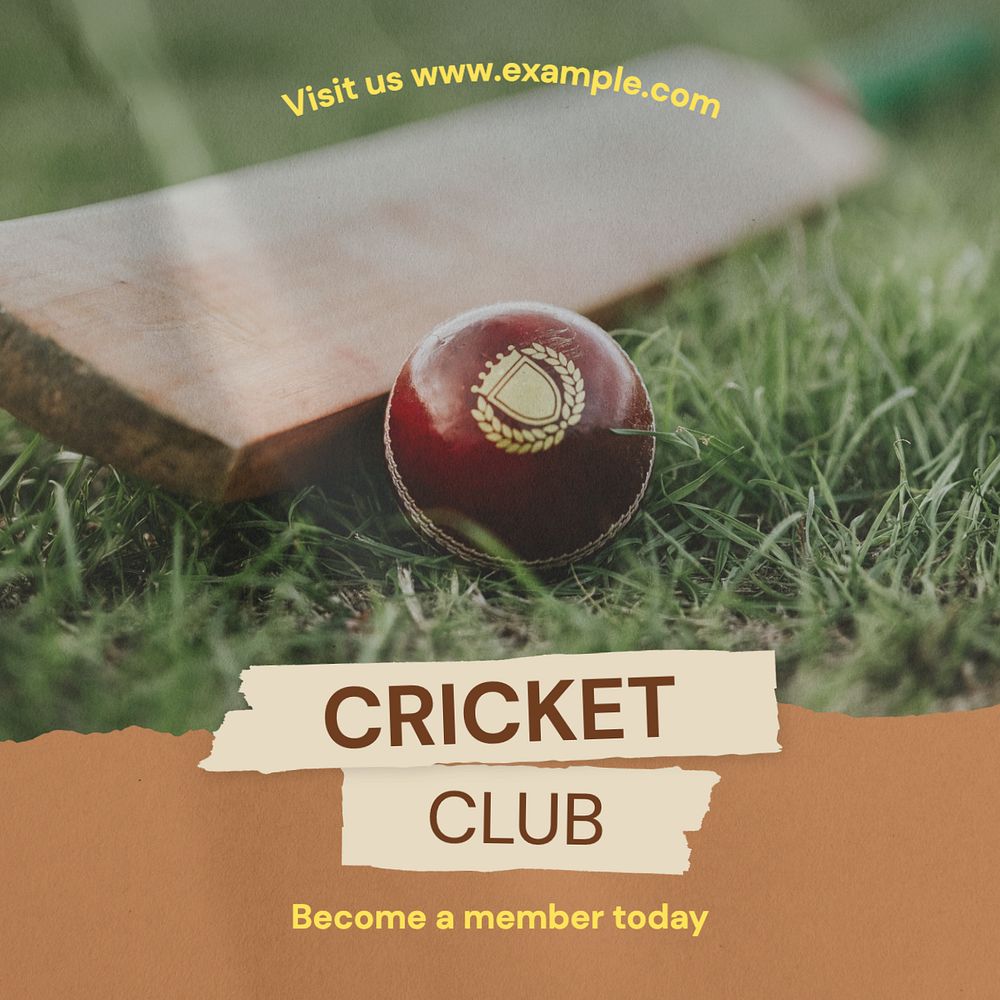 Cricket club Instagram post template, editable text